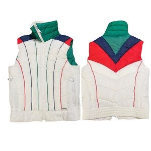 Vintage Mountain Goat Retro 70s Colorblock Puffer Vest